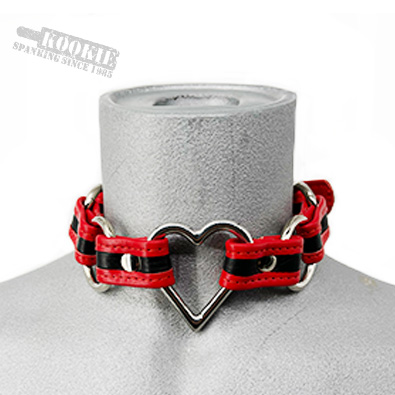 2-Toned Garment Leather Heart Chain Collar